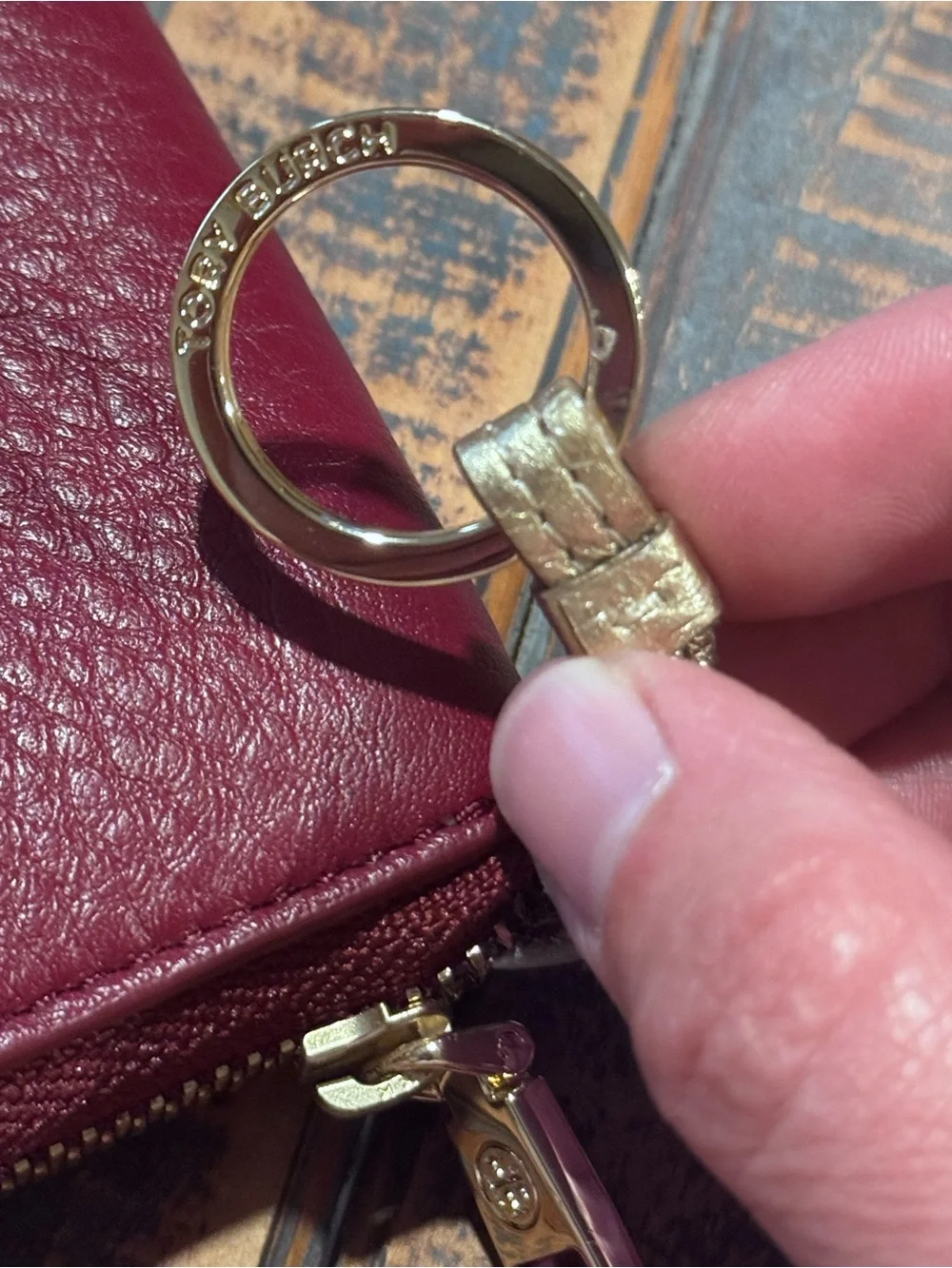 Tory Burch Pebbled Leather Wallet with Keyring